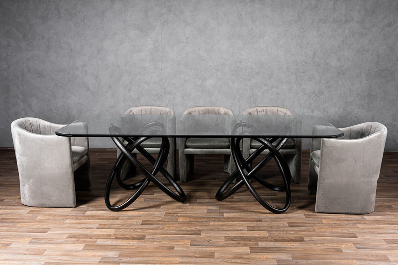 Caroline Modern Glass & Black Ash Dining Table