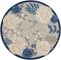 Annitra Indoor/Outdoor Blue & Grey Garden Area Rug - Elegance Collection