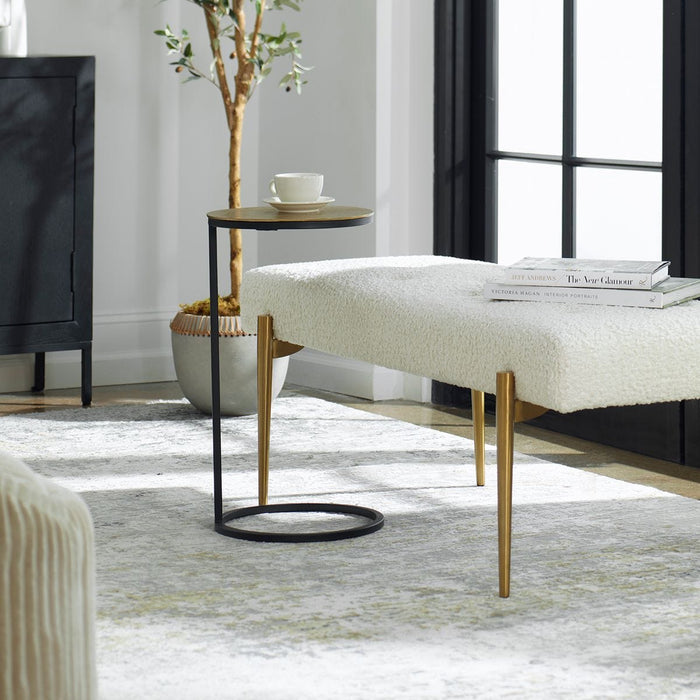 Palerma 13" Round Antique Gold Accent Table