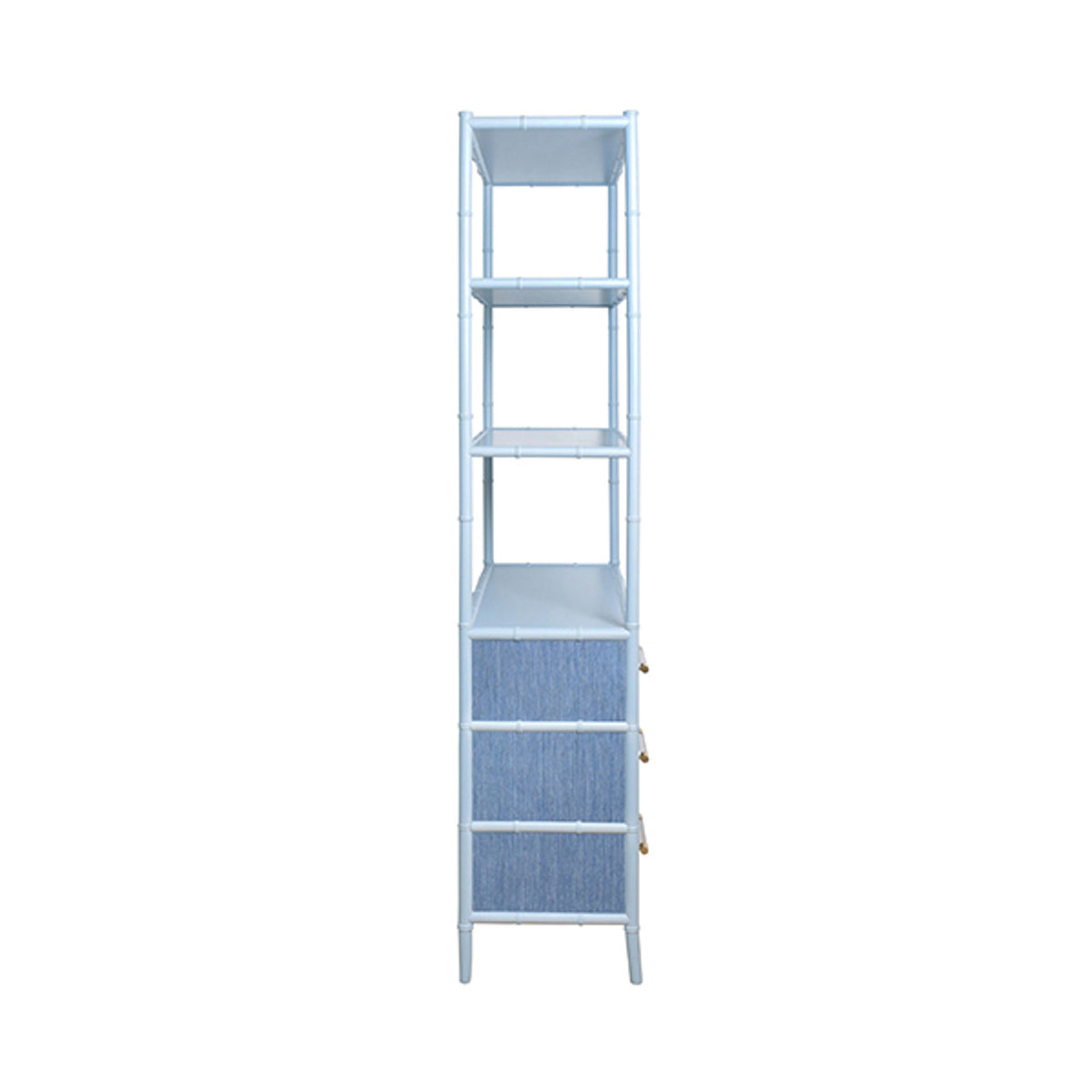Fiona Light Blue Grasscloth & Gold Etagere