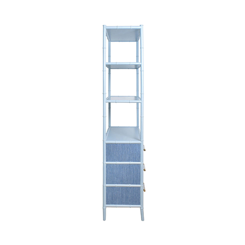 Fiona Light Blue Grasscloth & Gold Etagere