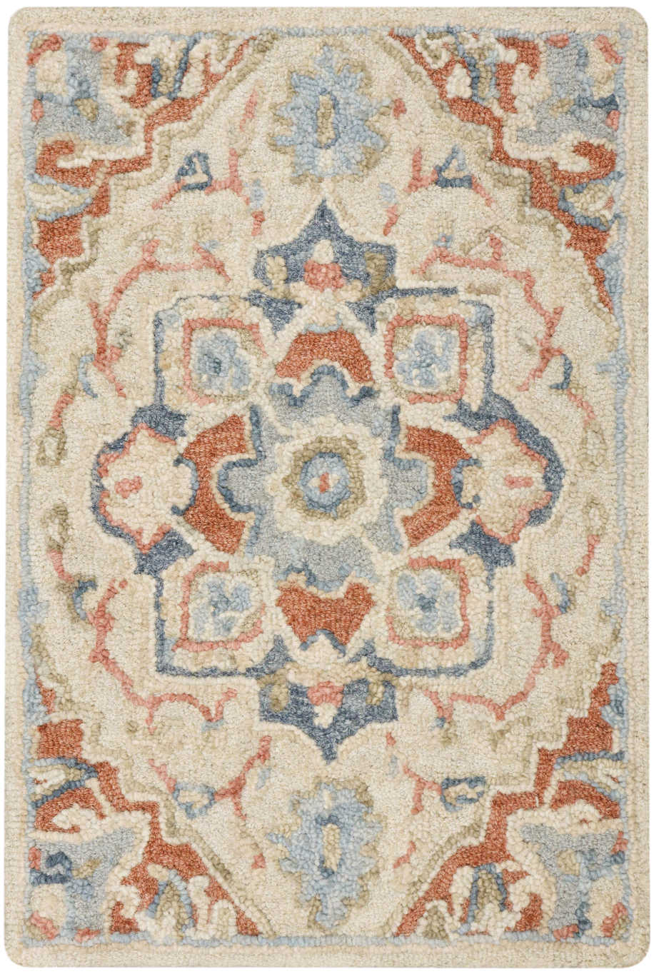 Goldie Ivory Rust Wool Persian Style Area Rug