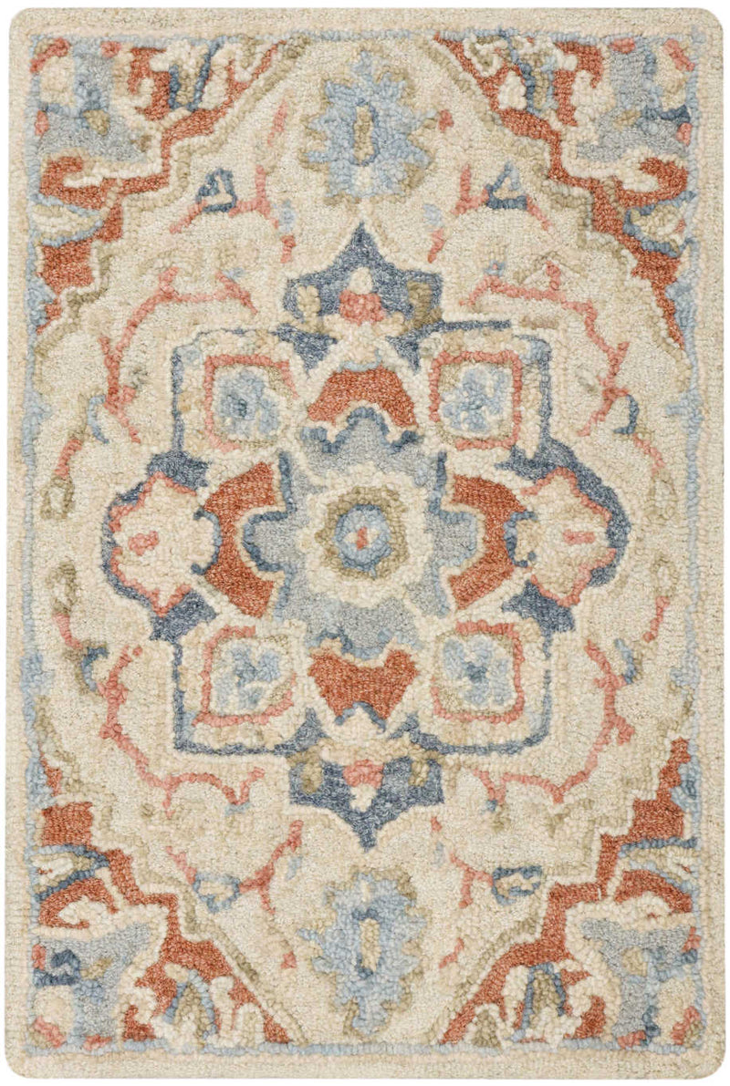 Goldie Ivory Rust Wool Persian Style Area Rug