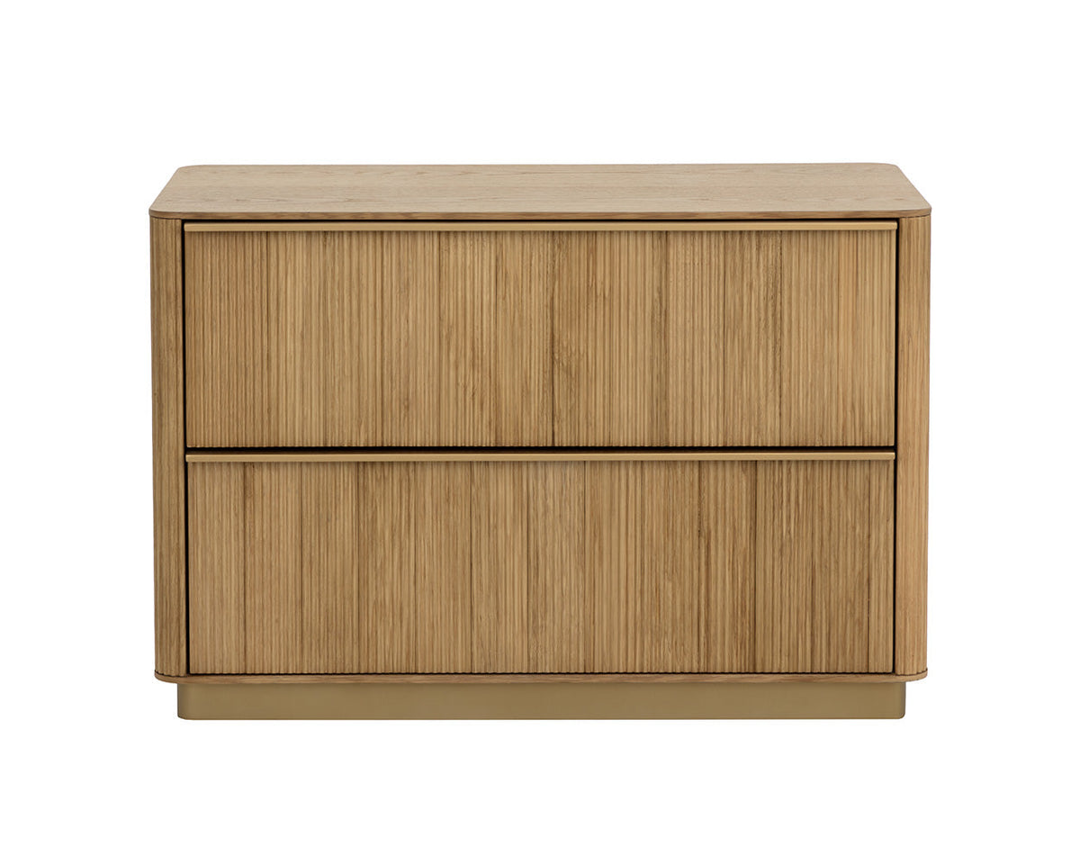 Kalla 36" Large Black Reeded Oak & Brushed Gold Nightstand