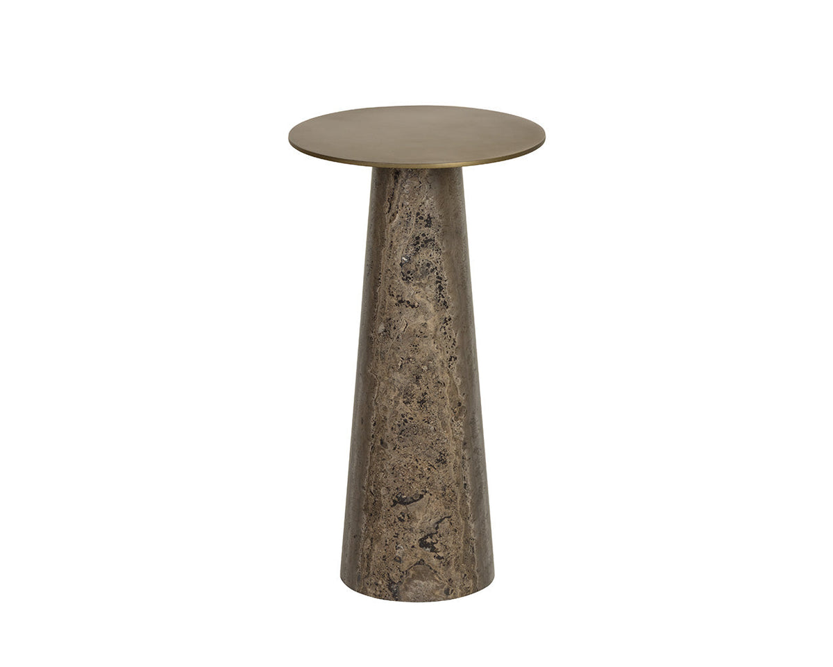 Aditi Travertine & Antique Brown/Brass Accent Table (2 Sizes Available)
