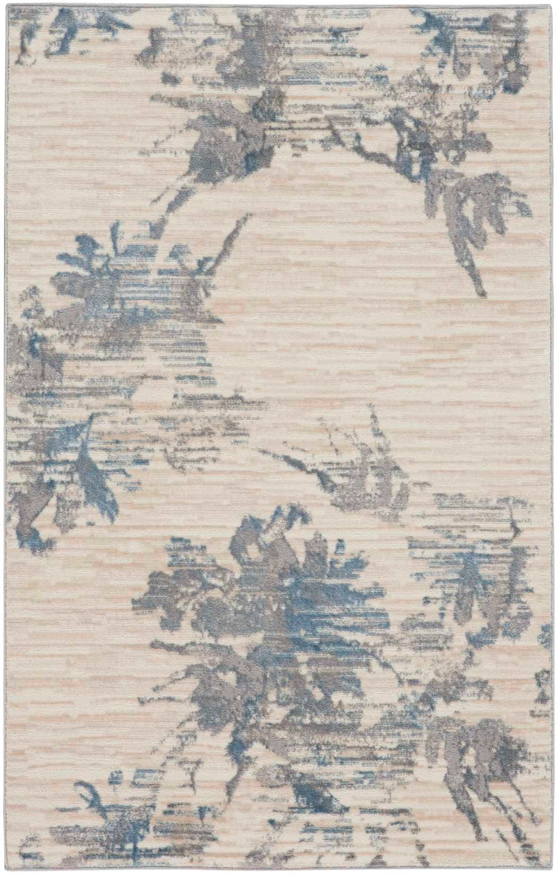 Eloise Abstract Floral Ivory, Grey & Blue Area Rug