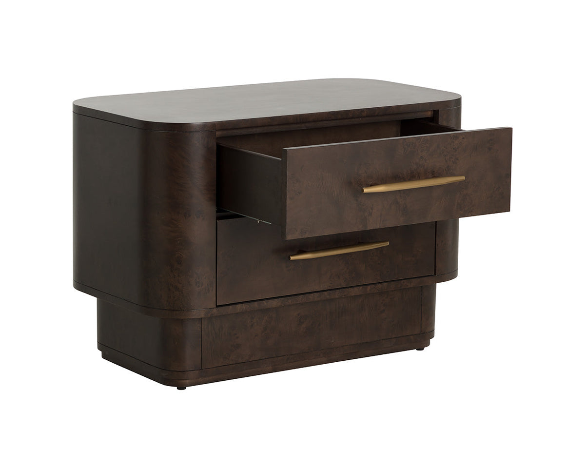 Ezekiel 32" Maple Burl Veneer &Gold Nightstand