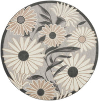 Annitra Indoor/Outdoor Beige Flowers Area Rug - Elegance Collection