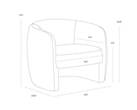 Mircea French Blue Plush Upholstered Curved Accent Chair