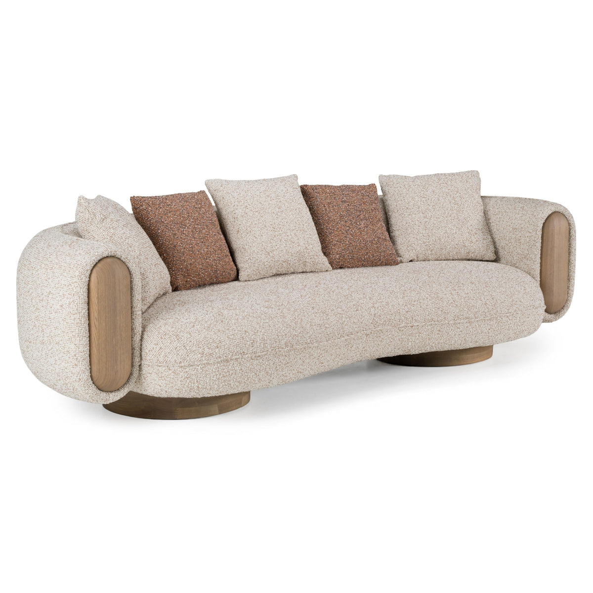 Olin 110.6"" Modern Multicolored Boucle Fabric & Ash Sofa