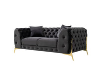 Bronte Black Velvet Transitional Sofa Set