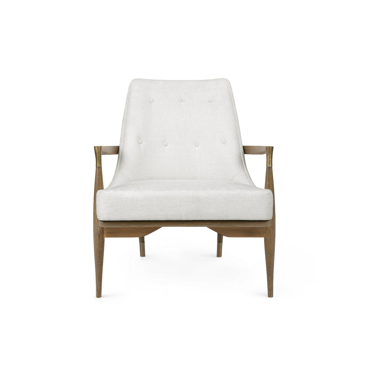 Livia Soft White Velvet & Oak Driftwood Accent Chair