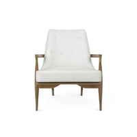 Livia Soft White Velvet & Oak Driftwood Accent Chair