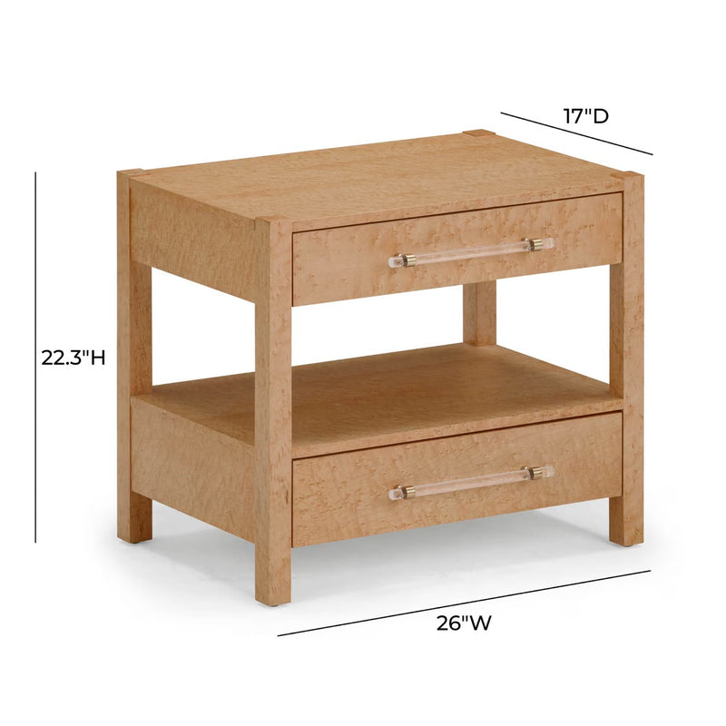 Blythe Birdseye Maple 2-Drawer Nightstand