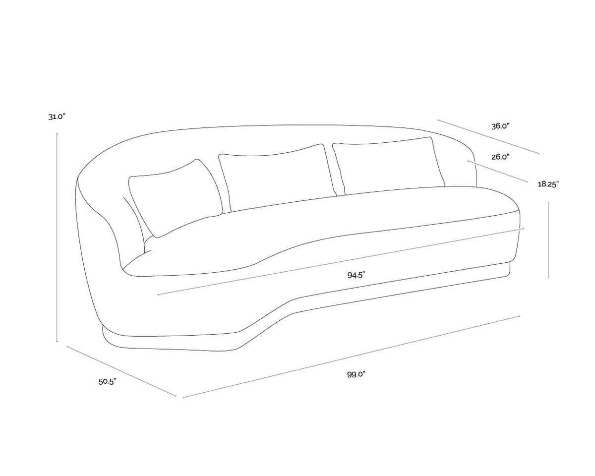 Soraya 99" Dove Cream Curved Sofa
