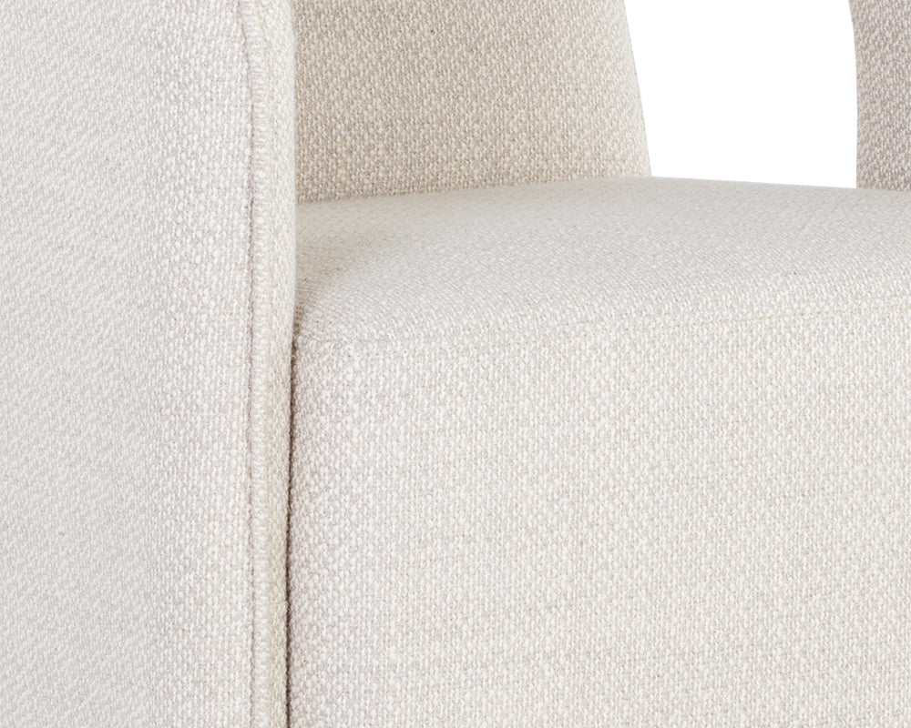 Kendrick Stucco Performance Fabric Wheeled Dining Armchair