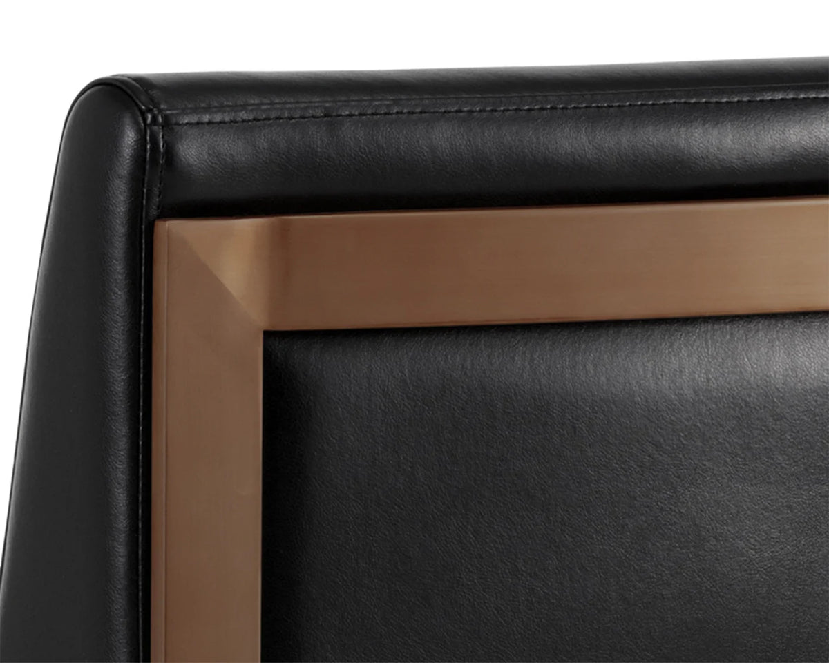 Dean Black Bonded Leather & Antique Brass Counter Stool