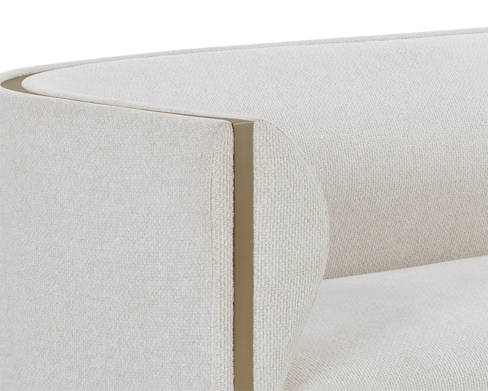 Larron 95.75" Light Barley Performance Fabric & Gold Sofa