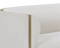 Larron 95.75" Light Barley Performance Fabric & Gold Sofa