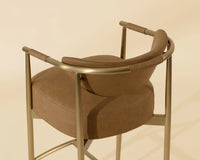 Heloise Cognac Faux Leather & Gold Counter Stool