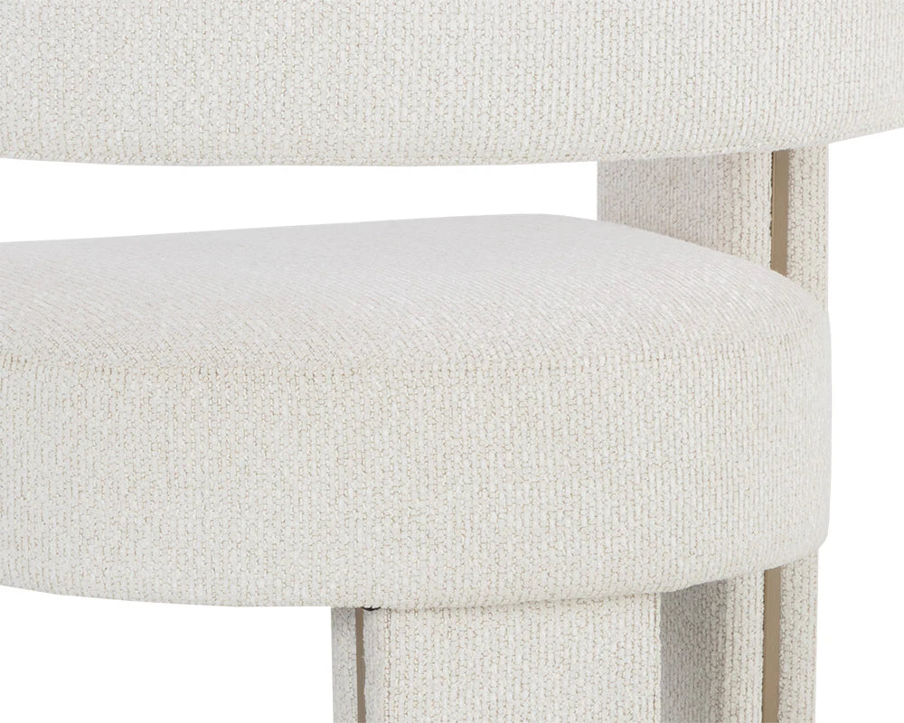 Adamina Light Barley Performance Fabric & Gold Dining Armchair