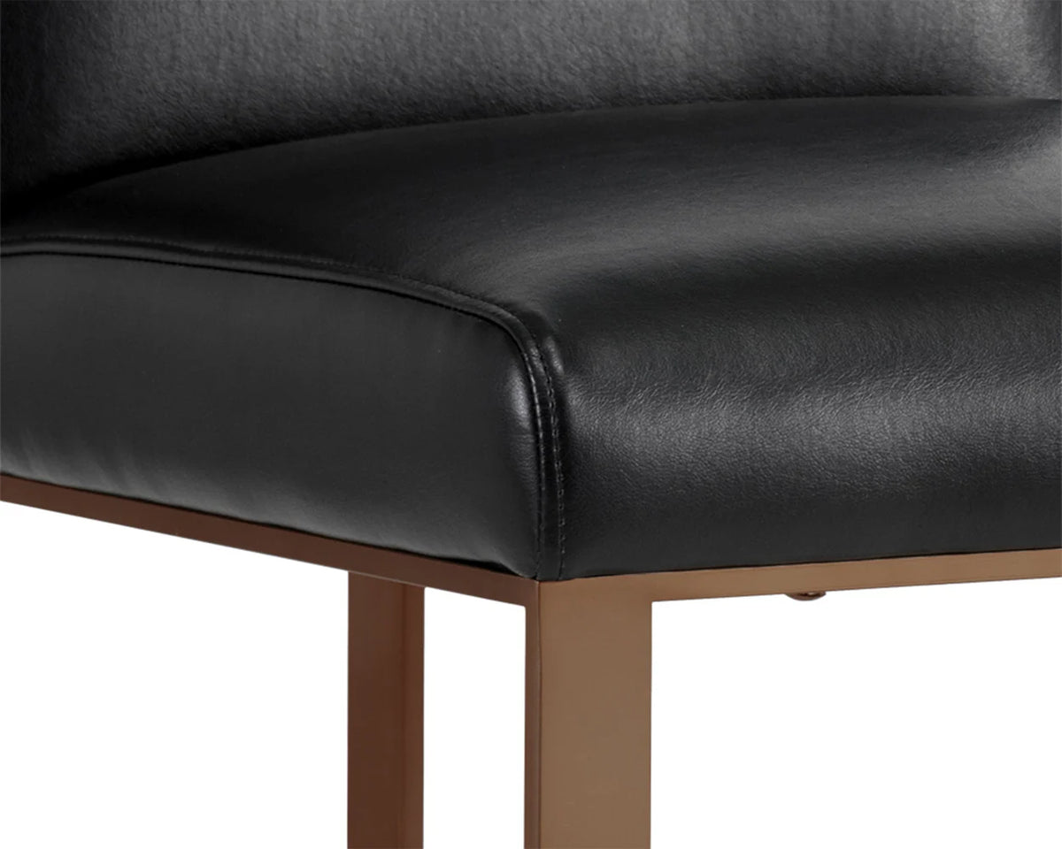 Dean Black Bonded Leather & Antique Brass Counter Stool