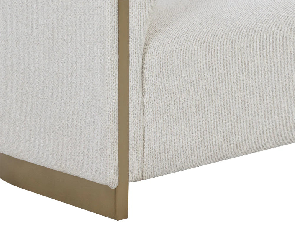 Larron 95.75" Light Barley Performance Fabric & Gold Sofa