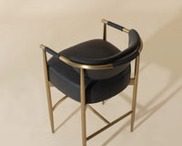 Heloise Black Faux Leather & Gold Counter Stool