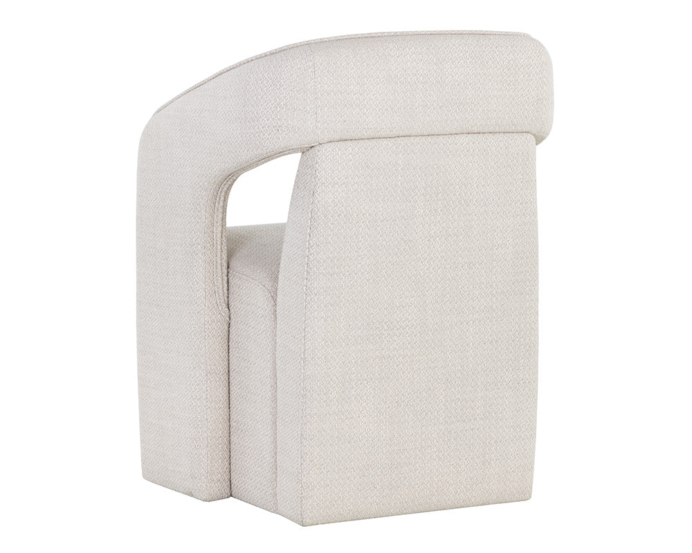 Kendrick Stucco Performance Fabric Wheeled Dining Armchair