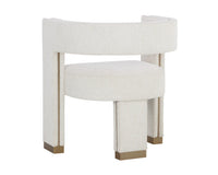 Adamina Light Barley Performance Fabric & Gold Dining Armchair