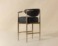 Heloise Black Faux Leather & Gold Counter Stool
