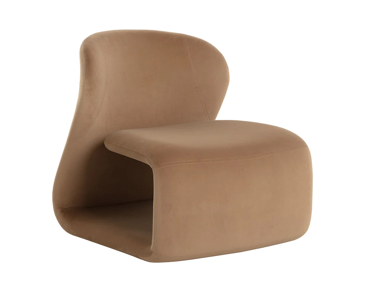 Sophiene Cognac Camel Fabric & Gold Accent Chair