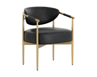 Heloise Black Faux Leather & Gold Dining Armchair