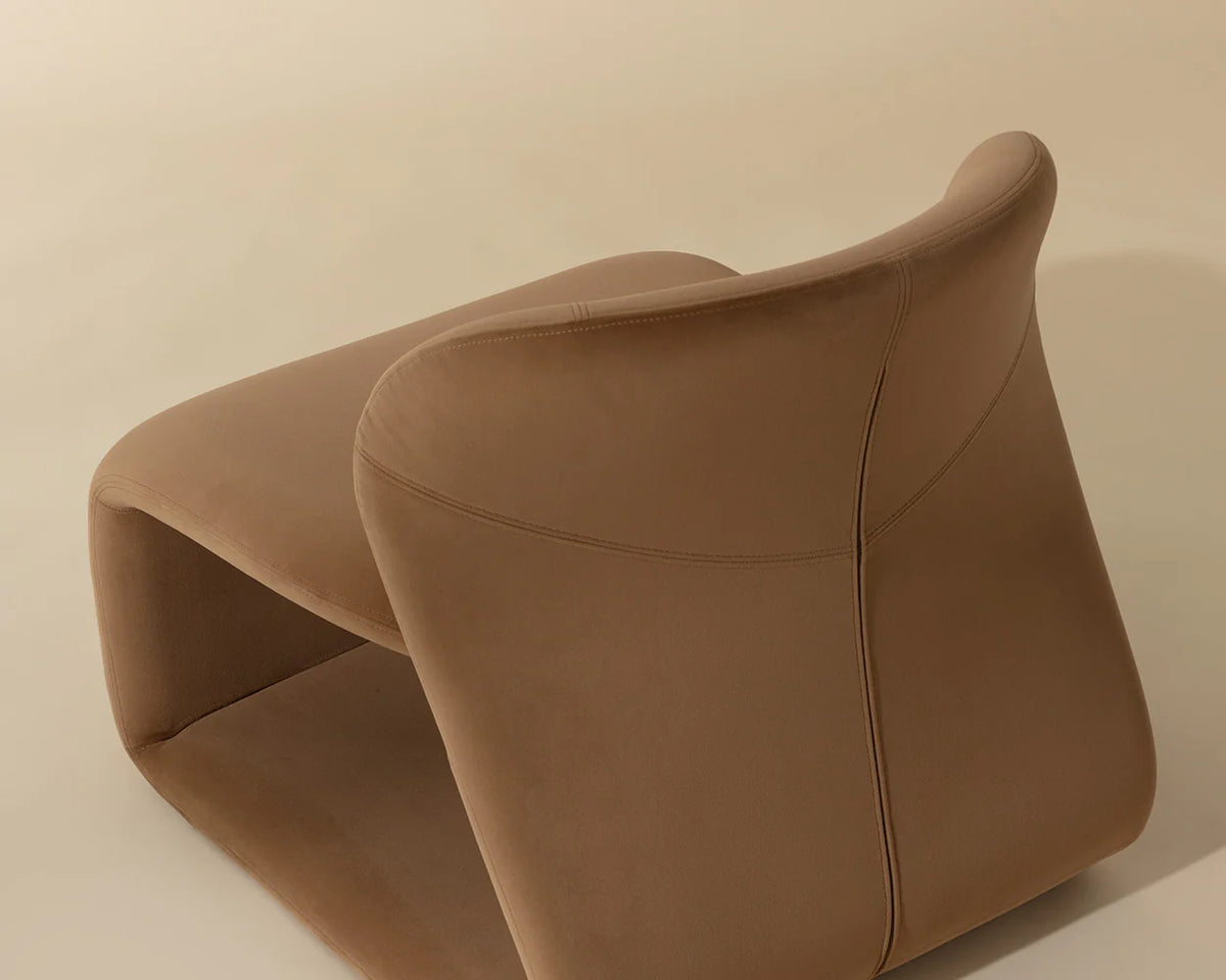 Sophiene Cognac Camel Fabric & Gold Accent Chair