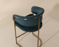 Marris Teal Fabric & Gold Cantilever Counter Stool