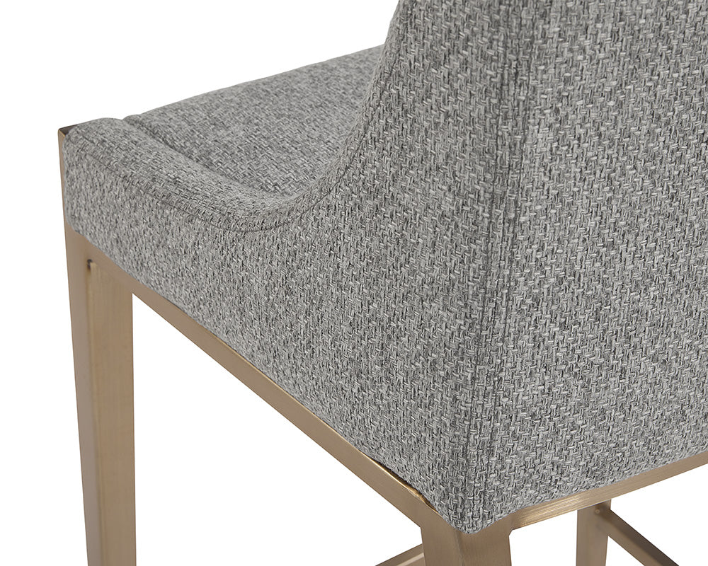 Dionne Pebble Fabric & Antique Brass Counter Stool