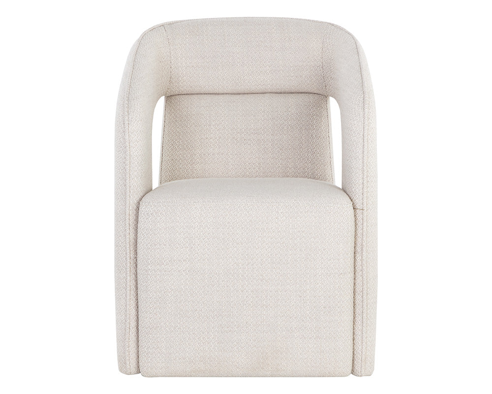 Kendrick Stucco Performance Fabric Wheeled Dining Armchair