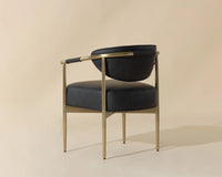 Heloise Black Faux Leather & Gold Dining Armchair