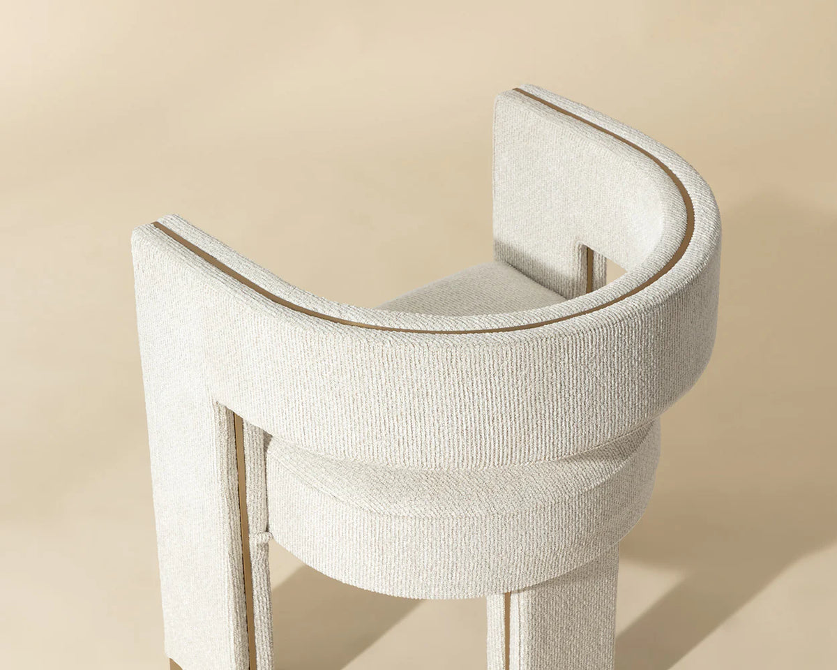 Adamina Light Barley Performance Fabric & Gold Dining Armchair