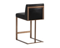 Dean Black Bonded Leather & Antique Brass Counter Stool