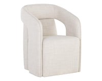 Kendrick Stucco Performance Fabric Wheeled Dining Armchair