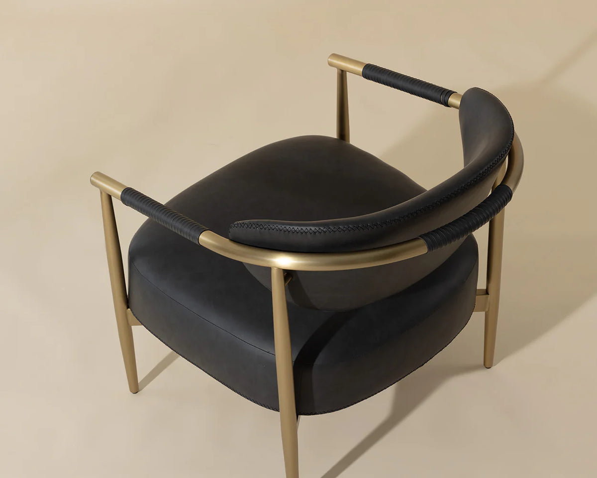 Heloise Black Faux Leather & Gold Accent Chair