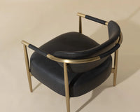 Heloise Black Faux Leather & Gold Accent Chair