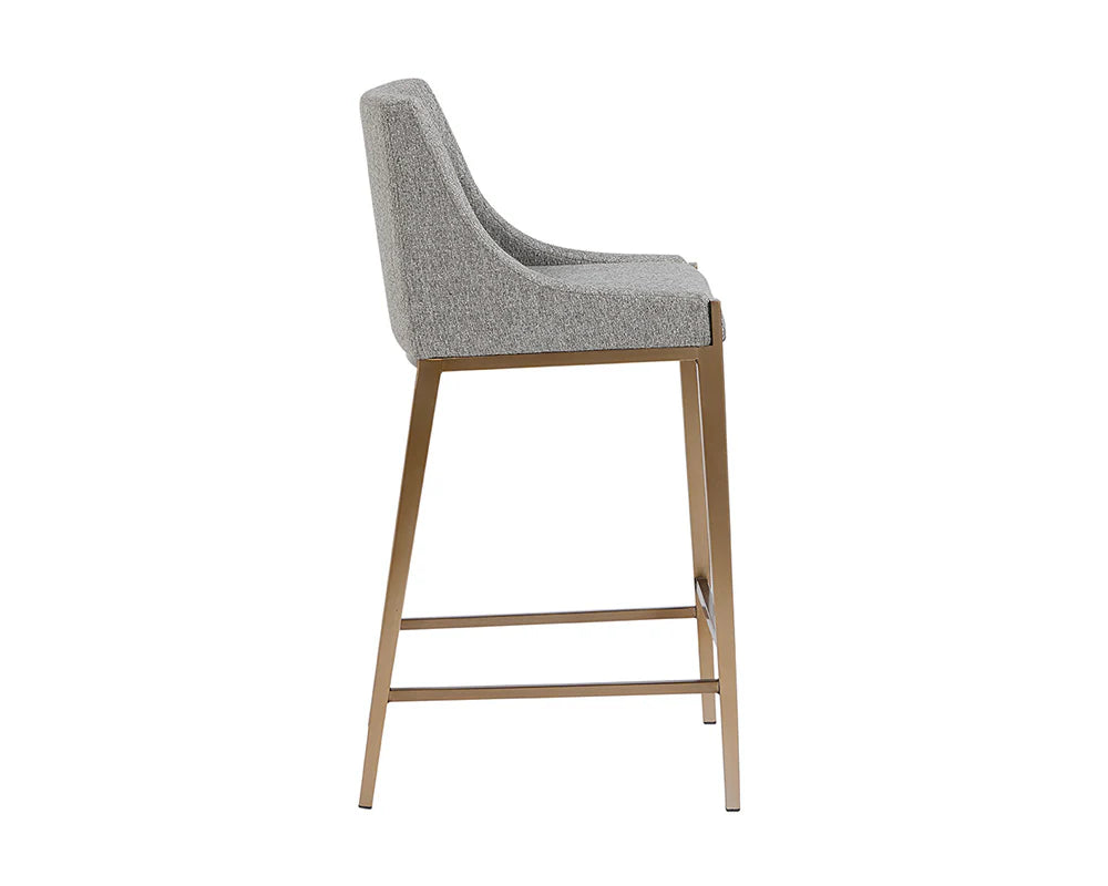 Dionne Pebble Fabric & Antique Brass Counter Stool