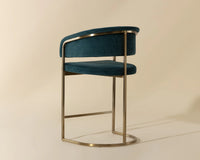 Marris Teal Fabric & Gold Cantilever Counter Stool