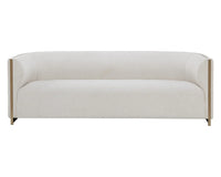 Larron 95.75" Light Barley Performance Fabric & Gold Sofa
