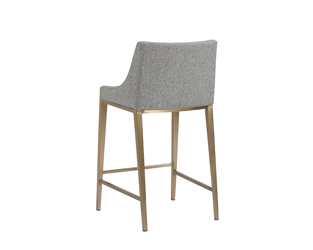 Dionne Pebble Fabric & Antique Brass Counter Stool