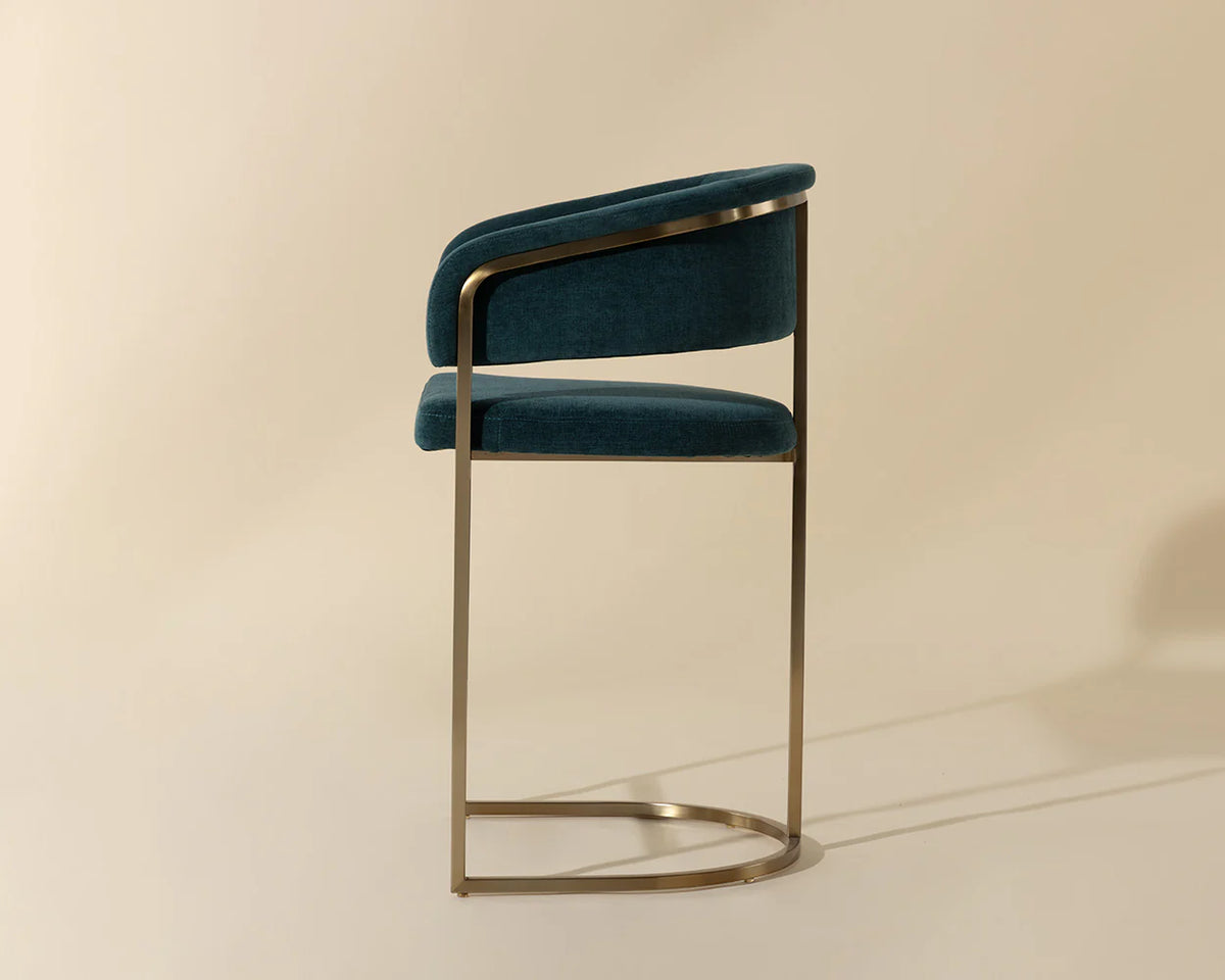 Marris Teal Fabric & Gold Cantilever Counter Stool