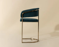 Marris Teal Fabric & Gold Cantilever Counter Stool