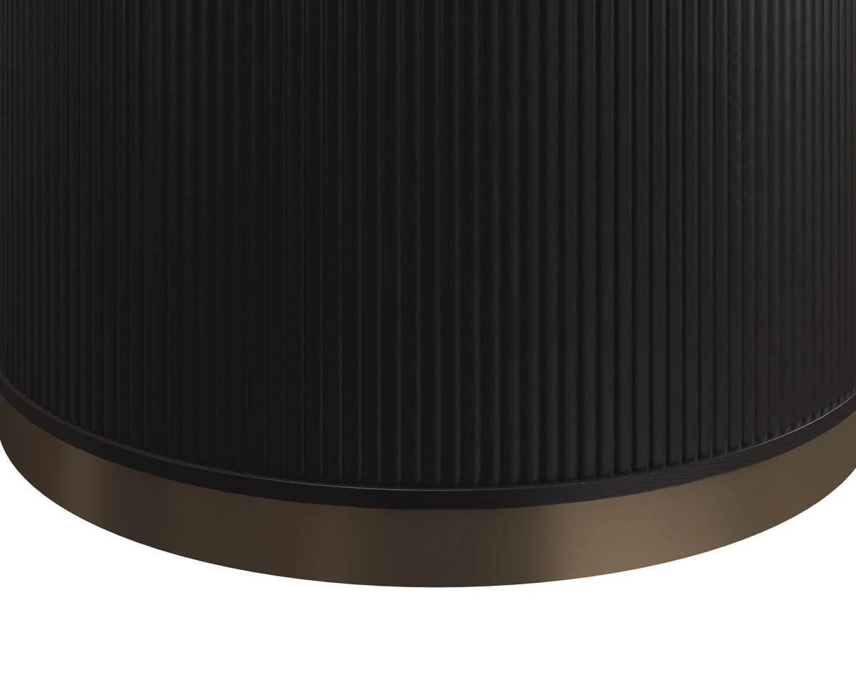 Kalla Charcoal Oak & Brushed Gold Round Accent Table